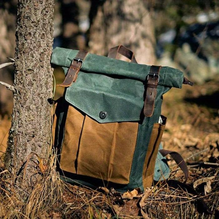 Roll-Top Rucksack im Vintage-Design - Canvas & Leder - WALLTON™