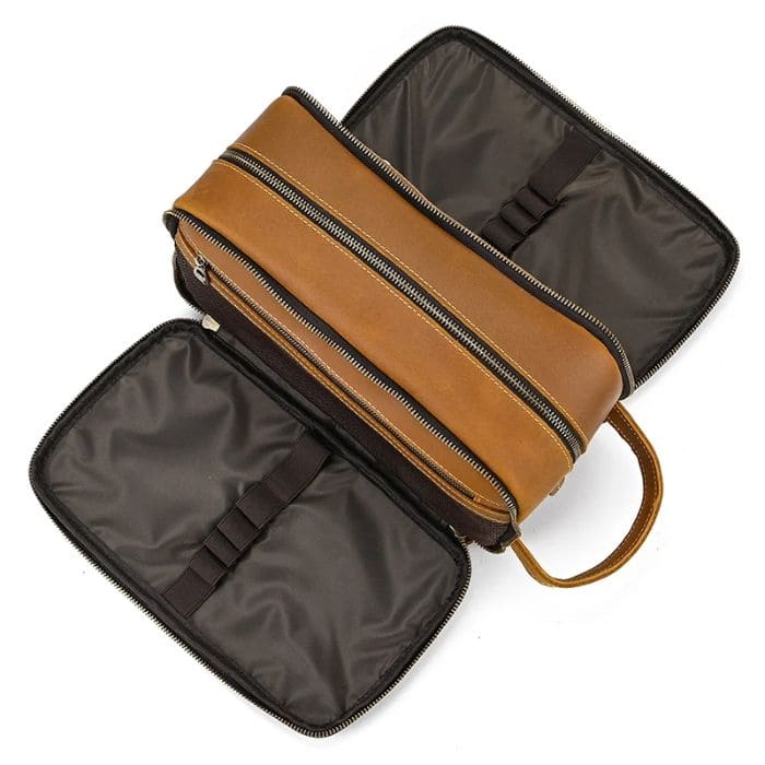 Kulturbeutel 26cm - Leder Braun - WALLTON™