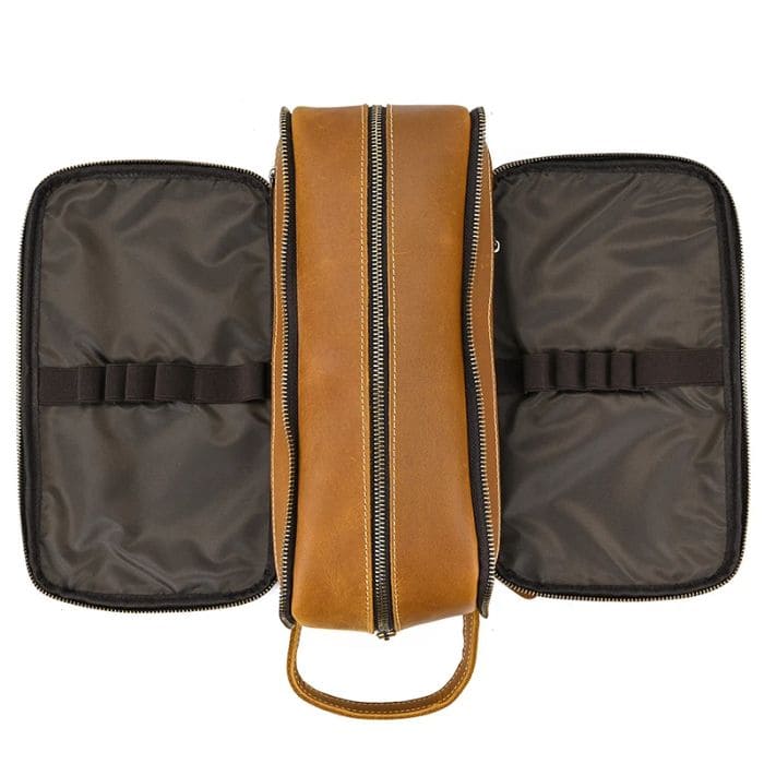 Kulturbeutel 26cm - Leder Braun - WALLTON™