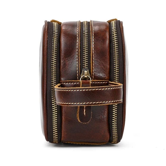 Kulturbeutel 26cm - Leder Braunrot - WALLTON™