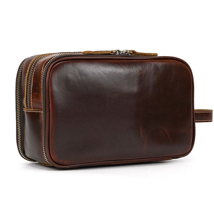 Kulturbeutel 26cm - Leder Braunrot - WALLTON™