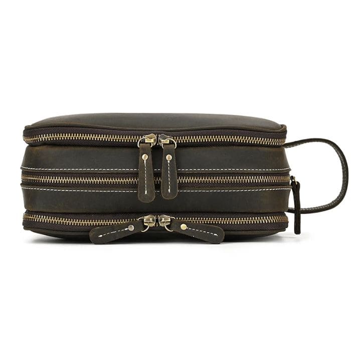 Kulturbeutel 26cm - Leder Kaffee - WALLTON™