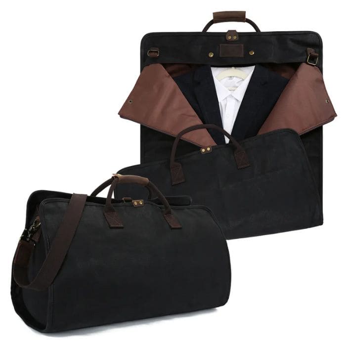 Kleidersack mit Reisetasche (No1) - Canvas & Leder