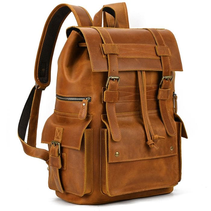 Travel Pioneer Lederrucksack - Hellbraun - WALLTON™