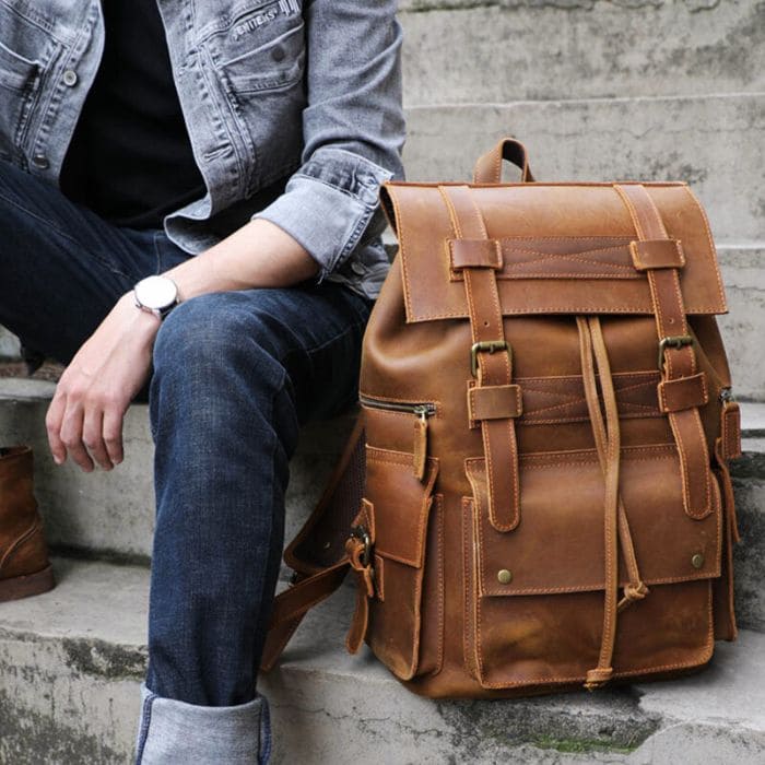 Travel Pioneer Lederrucksack - Hellbraun - WALLTON™