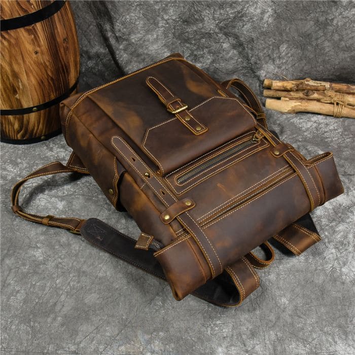 Lederrucksack aus echtem Leder - Rolltop Rucksack - WALLTON™
