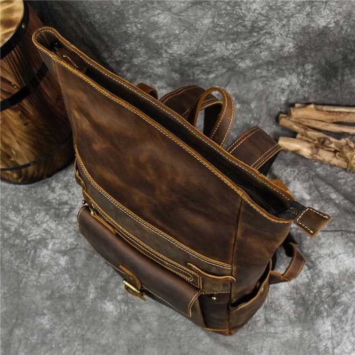 Lederrucksack aus echtem Leder - Rolltop Rucksack - WALLTON™
