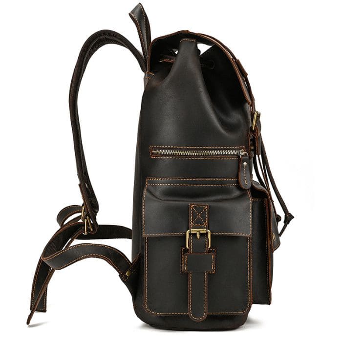 Travel Pioneer Lederrucksack - Dunkelbraun - WALLTON™