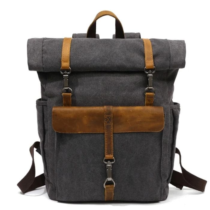 Rolltop Rucksack im Vintage - Canvas & Leder - WALLTON™
