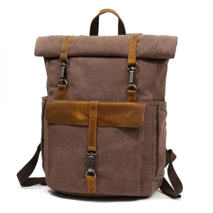 Rolltop Rucksack im Vintage - Canvas & Leder - WALLTON™