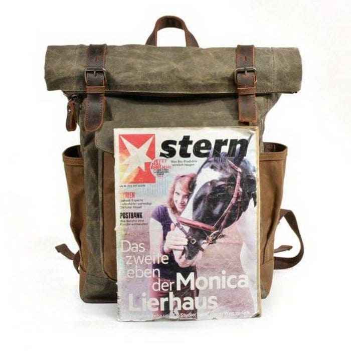 Roll-Top Rucksack im Vintage-Design - Canvas & Leder - WALLTON™
