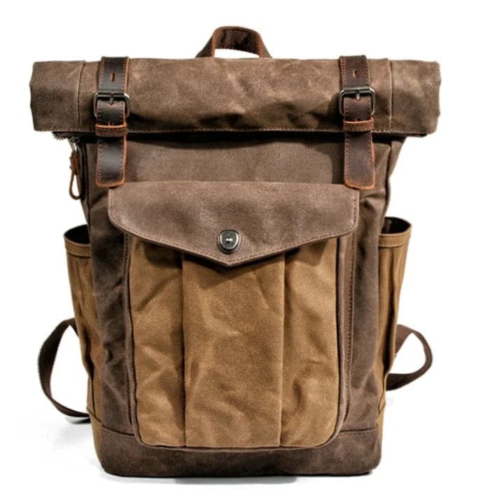 Roll-Top Rucksack im Vintage-Design - Canvas & Leder - WALLTON™