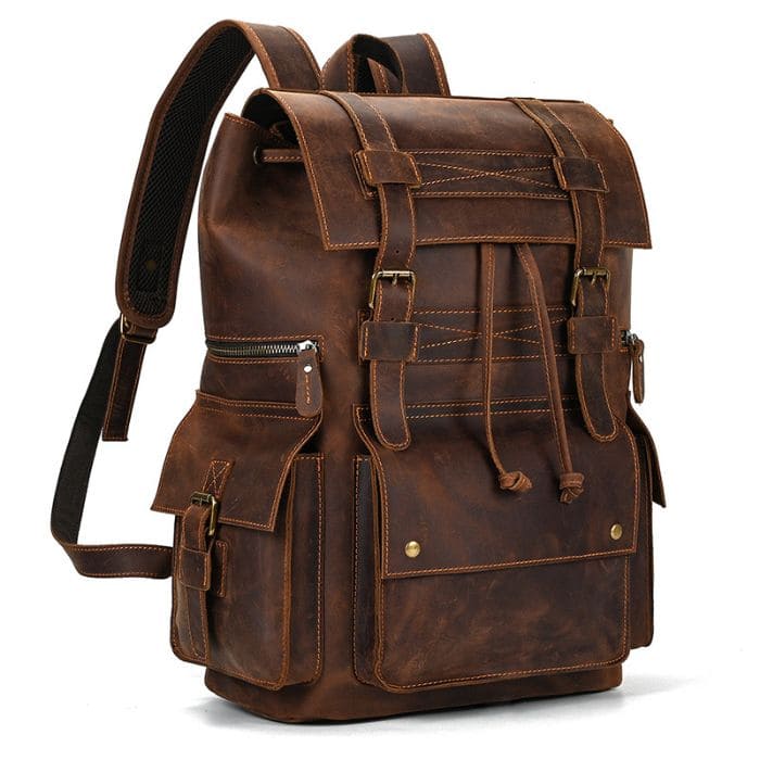 Travel Pioneer Lederrucksack - Braun - WALLTON™