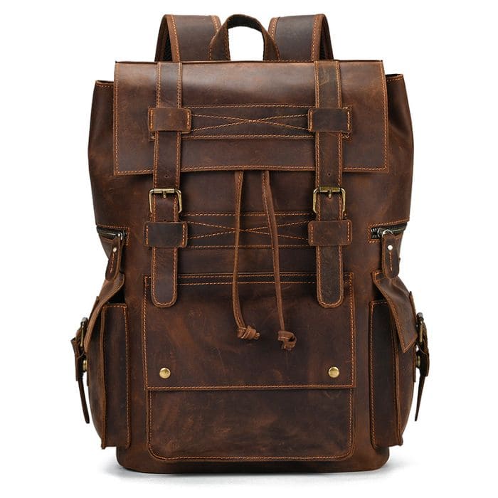 Travel Pioneer Lederrucksack - Braun - WALLTON™