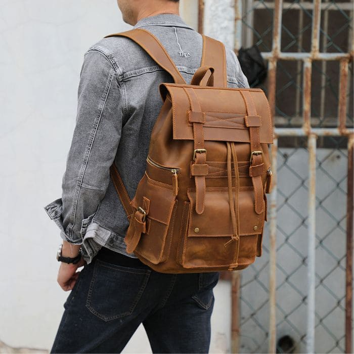 Travel Pioneer Lederrucksack - Braun - WALLTON™