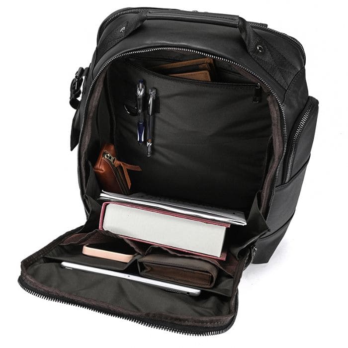 Lederrucksack aus echtem Leder - Rucksack in Schwarz - WALLTON™
