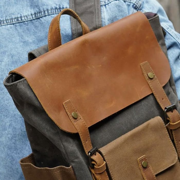 Canvas Rucksack - Canvas & Leder - WALLTON™