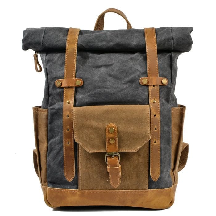 Rucksack Rolltop - Canvas Leder - WALLTON™