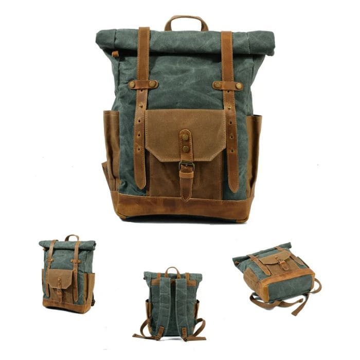 Rucksack Rolltop - Canvas Leder - WALLTON™