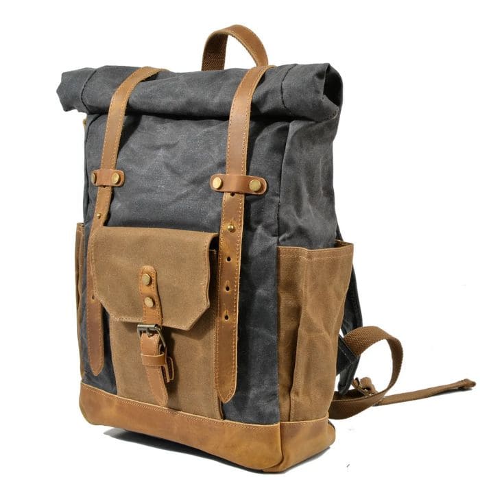 Rucksack Rolltop - Canvas Leder - WALLTON™