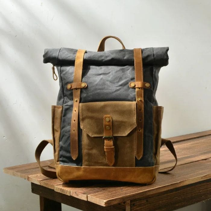 Rucksack Rolltop - Canvas Leder - WALLTON™