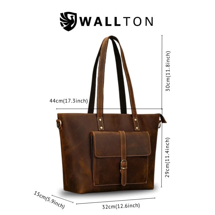 Damen Laptoptasche - Leder Shopper (Nr. 1) - WALLTON™