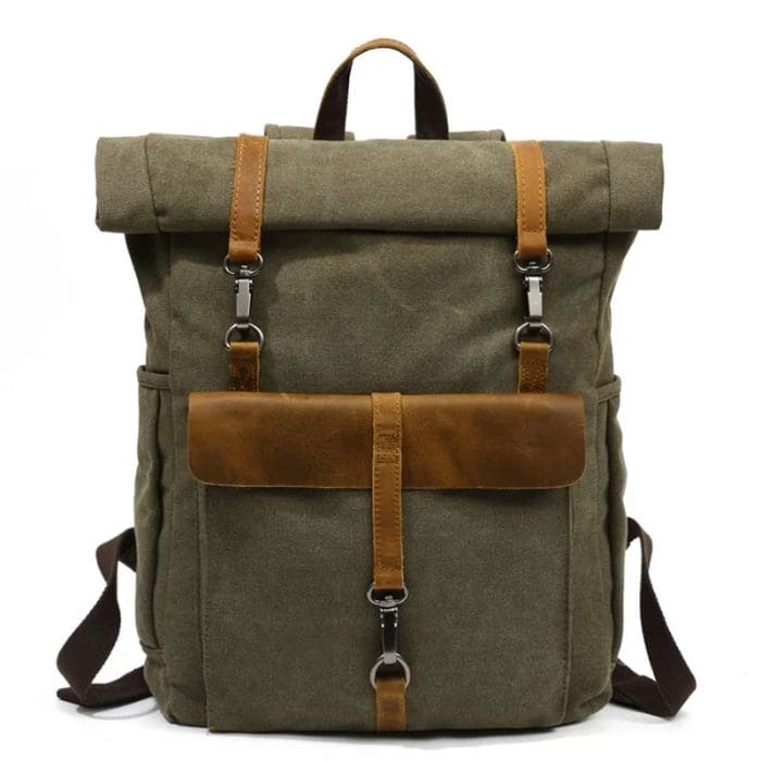 Rolltop Rucksack im Vintage - Canvas & Leder - WALLTON™