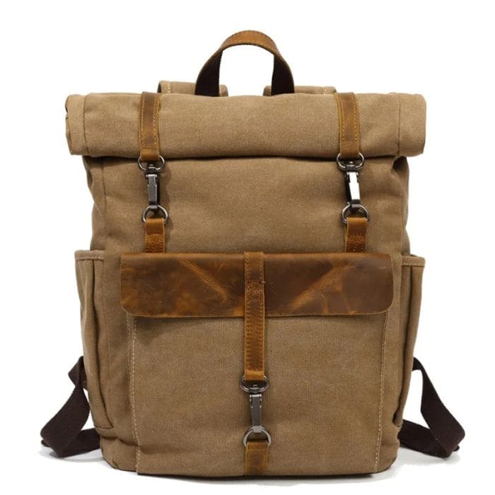 Rolltop Rucksack im Vintage - Canvas & Leder - WALLTON™