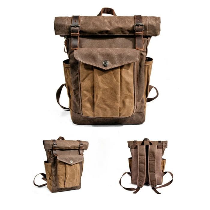 Roll-Top Rucksack im Vintage-Design - Canvas & Leder - WALLTON™