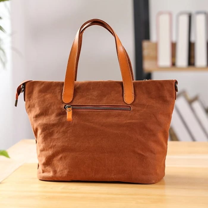 Damen Schultertasche - Canvas & Leder Shopper - WALLTON™