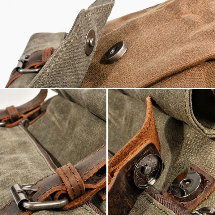 Roll-Top Rucksack im Vintage-Design - Canvas & Leder - WALLTON™