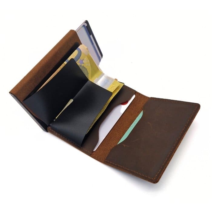 Portefeuille AirTag apple, porte-cartes en bois AirTag avec cuir