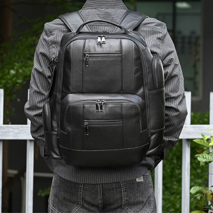 Lederrucksack aus echtem Leder - Rucksack in Schwarz - WALLTON™