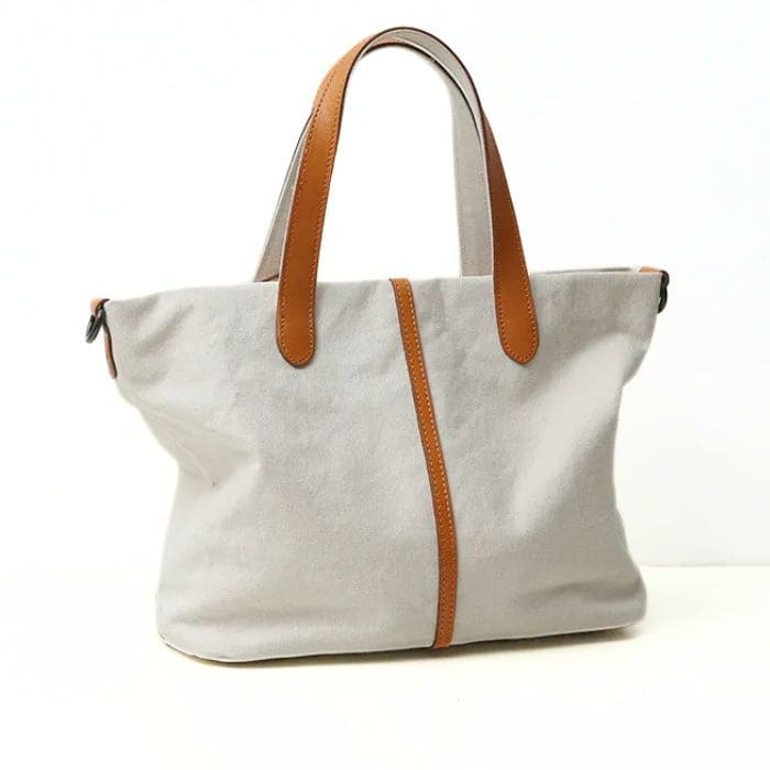 Damen Schultertasche - Canvas & Leder Shopper - WALLTON™