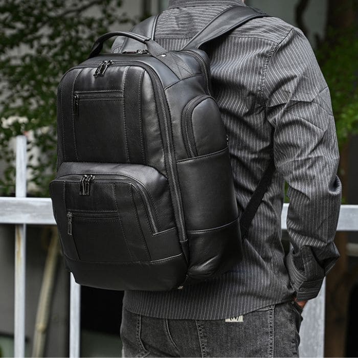 Lederrucksack aus echtem Leder - Rucksack in Schwarz - WALLTON™