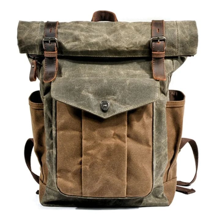 Roll-Top Rucksack im Vintage-Design - Canvas & Leder - WALLTON™