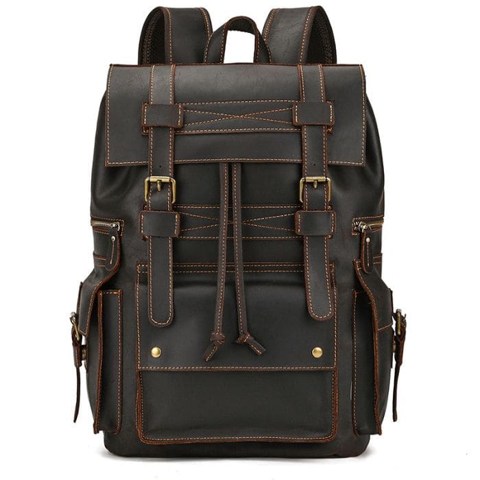 Travel Pioneer Lederrucksack - Dunkelbraun - WALLTON™