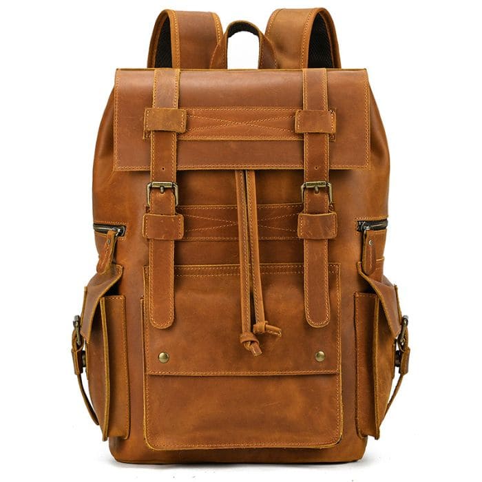 Travel Pioneer Lederrucksack - Hellbraun - WALLTON™