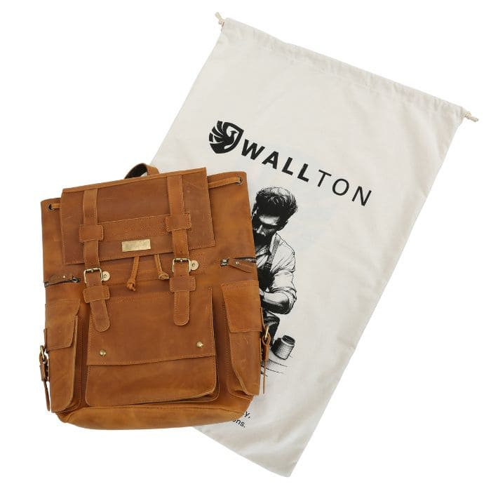 Travel Pioneer Lederrucksack - Hellbraun - WALLTON™