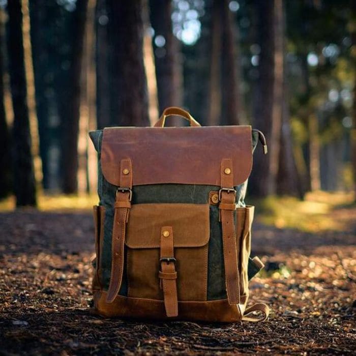 Canvas Rucksack - Canvas & Leder - WALLTON™