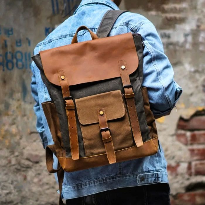 Canvas Rucksack - Canvas & Leder - WALLTON™