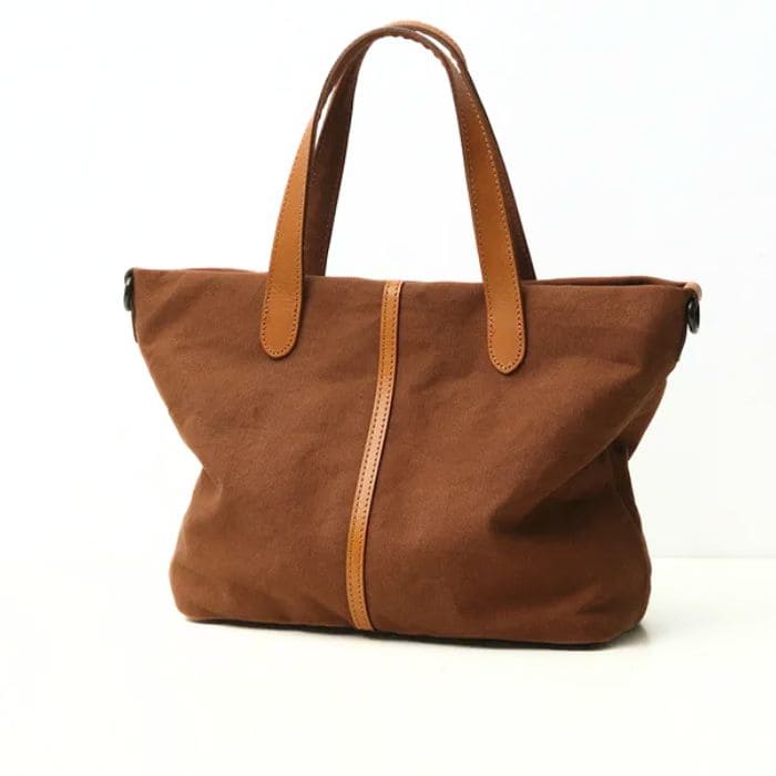 Damen Schultertasche - Canvas & Leder Shopper - WALLTON™