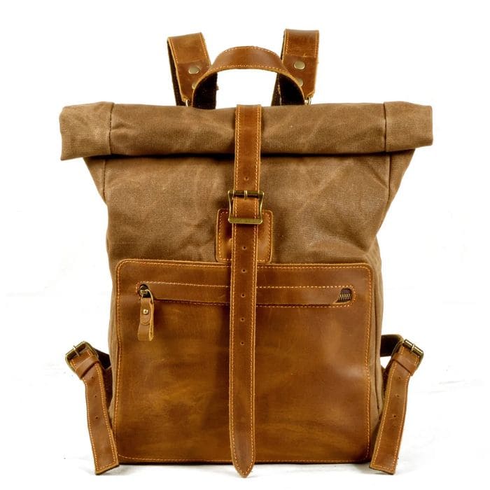 Rolltop Rucksack im Vintage Design  - Canvas & Leder - WALLTON™