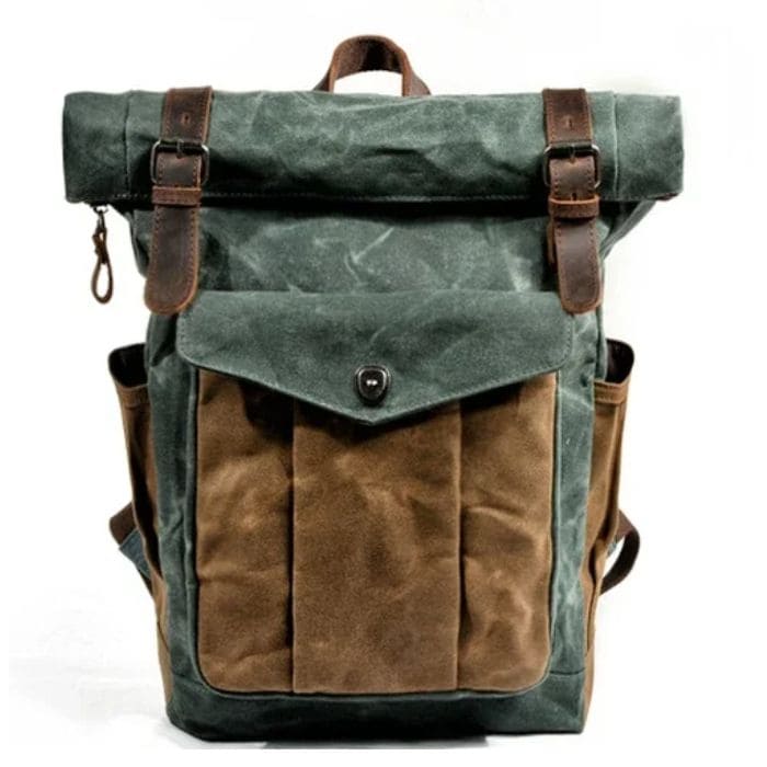 Roll-Top Rucksack im Vintage-Design - Canvas & Leder - WALLTON™