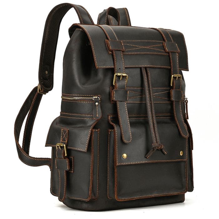 Travel Pioneer Lederrucksack - Dunkelbraun - WALLTON™