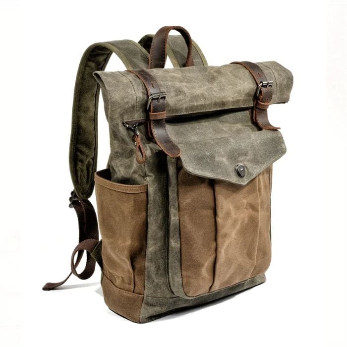 Roll-Top Rucksack im Vintage-Design - Canvas & Leder - WALLTON™