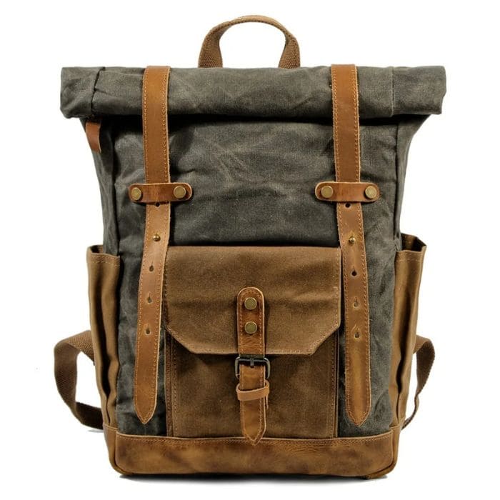 Rucksack Rolltop - Canvas Leder - WALLTON™