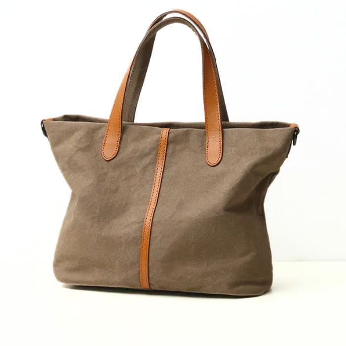 Damen Schultertasche - Canvas & Leder Shopper - WALLTON™