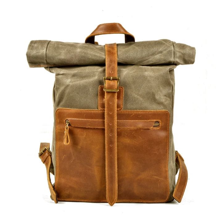 Rolltop Rucksack im Vintage Design  - Canvas & Leder - WALLTON™