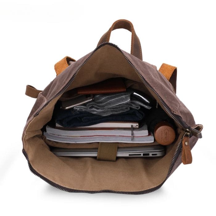 Rucksack Rolltop - Canvas Leder - WALLTON™